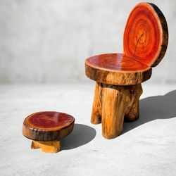 Massive Eucalyptus throne and footstool