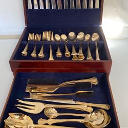 Gold Plated Silverware, And Case