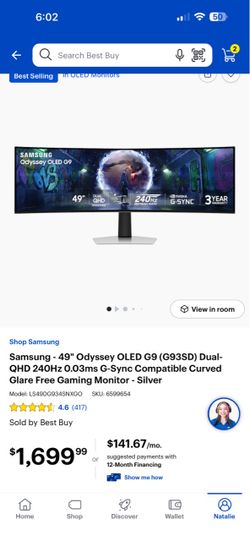 Samsung Odyssey OLED G9 49" Curved Gaming Monitor