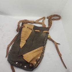 Moondancer Deerskin  Leather Medicine Bag Fringe Beaded USA Handmade