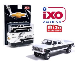 IXO Model 1:64 1978 Chevrolet Silverado K30 Crew Cab Fleetside Lifted – White w/ Black Two Tone – Limited Edition – Dealer Exclusive Diecast