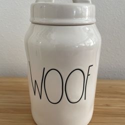 WOOF Rae Dunn Ceramic Dog Treat Canister w/ Lid [OO]