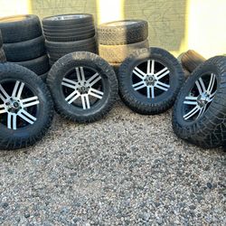 RIMS 35X12.50R18...6 LUGS FIT CHEVY SILVERADO YUKON TAHOE SUBURBAN NISSAN TITAN DENALLI NISSAN ARMADA TOYOTA TACOMA 