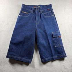 Vintage Fubu Blue Baggy Shorts Women’s 26 Boy’s 12 Carpenter Blue Denim Y2K #9F