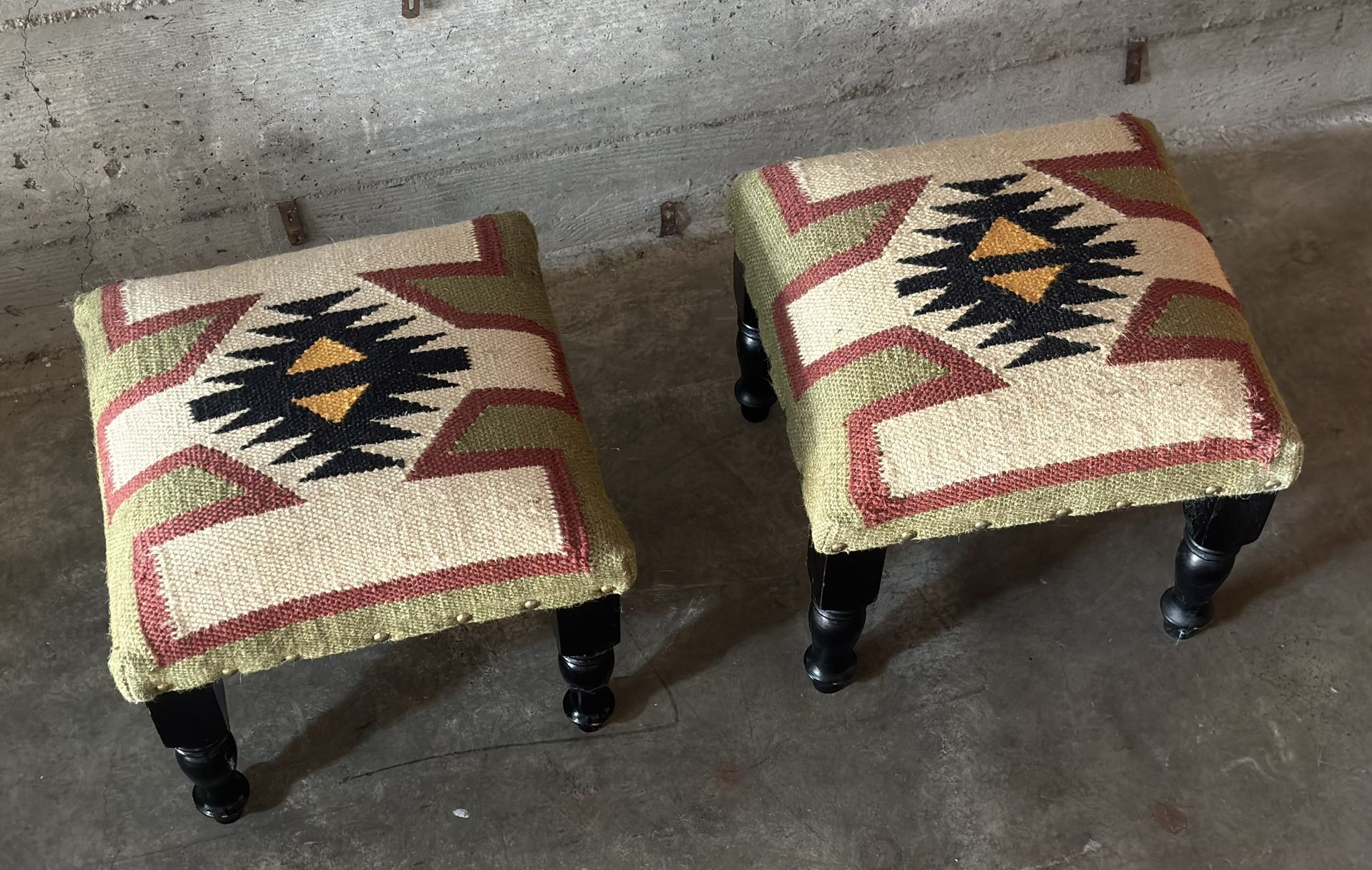 Pair Of Upholstered Footstools