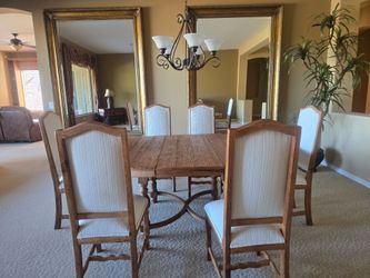 Table, chairs, mirrors