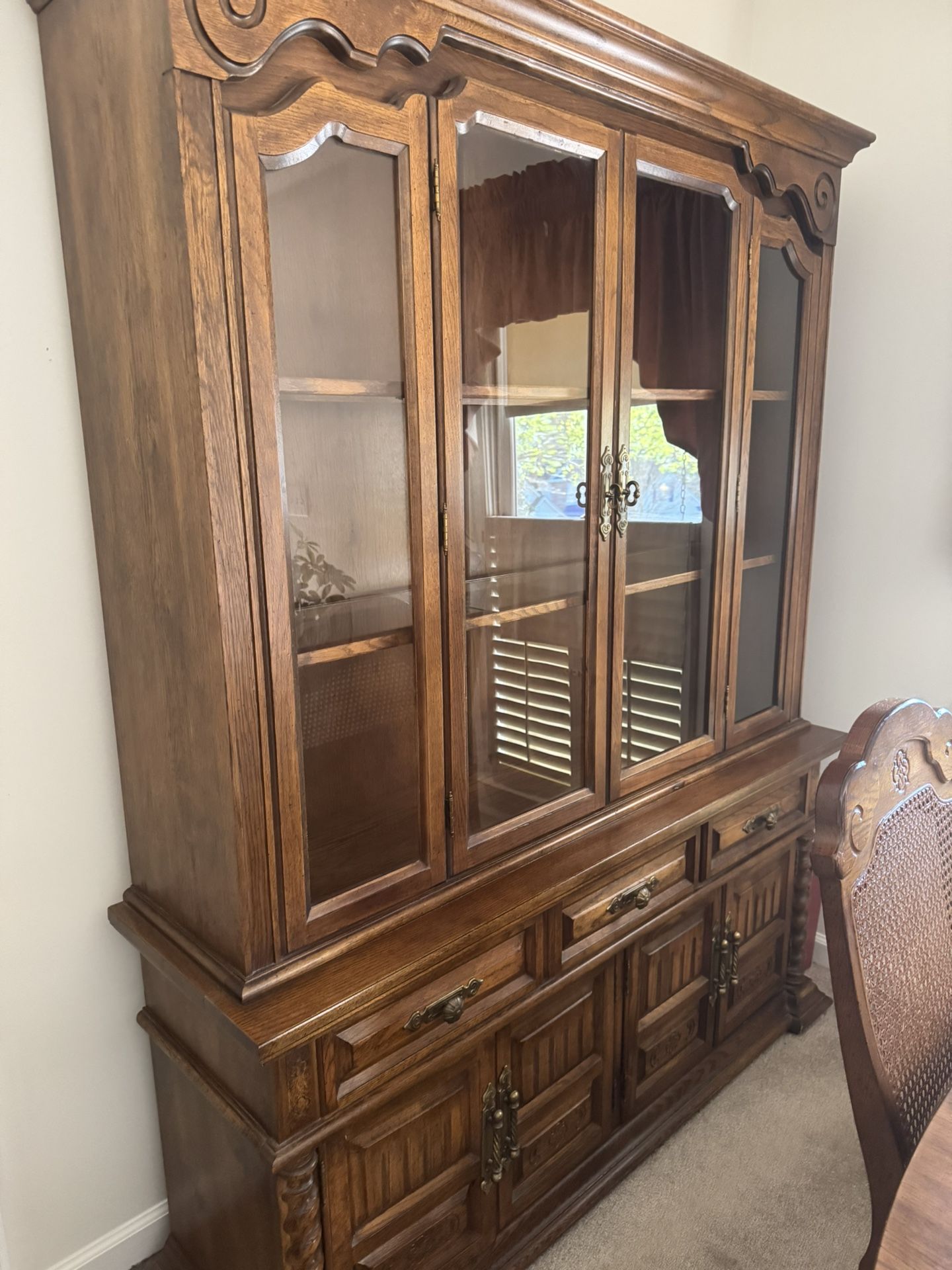 China Cabinet With 5 Chairs And Table Included With 18” Leaf