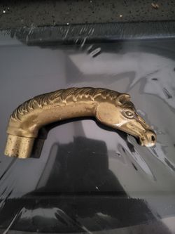 vintage brass horse head cane or walking stick handle