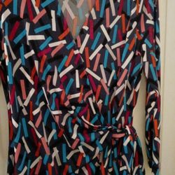 Anne Klein wrap around confetti dress size 12