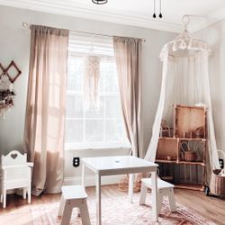 Child Playroom Learning Craft Wooden Table & Bench Set