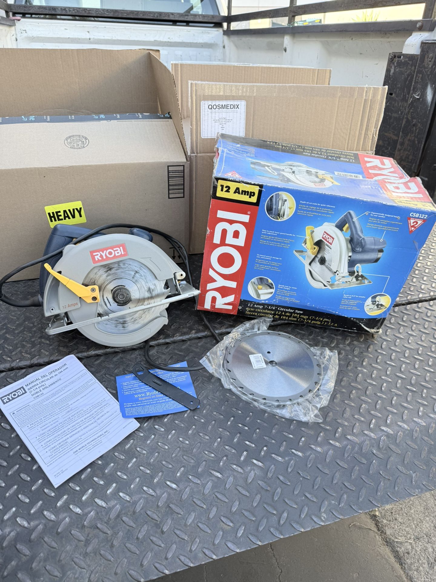 Ryobi 12 Amp 7-1/4” Circular Saw Model CSB122 Extra Blade Power Tool Tools Woodwork Garage DIY