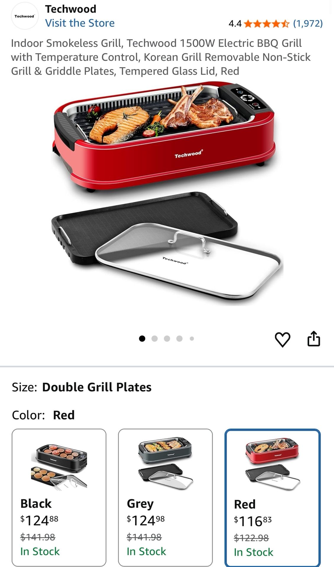 Indoor Smokeless Grill, Techwood 1500W Electric BBQ Grill with Temperature Control, Korean Grill Removable Non-Stick Grill & Griddle Plates, Tempered