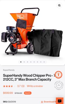 SuperHandy Wood Chipper Pro - 7HP 212CC 3” Branch Capacity 3 in 1 Chipper Shredder GUO019