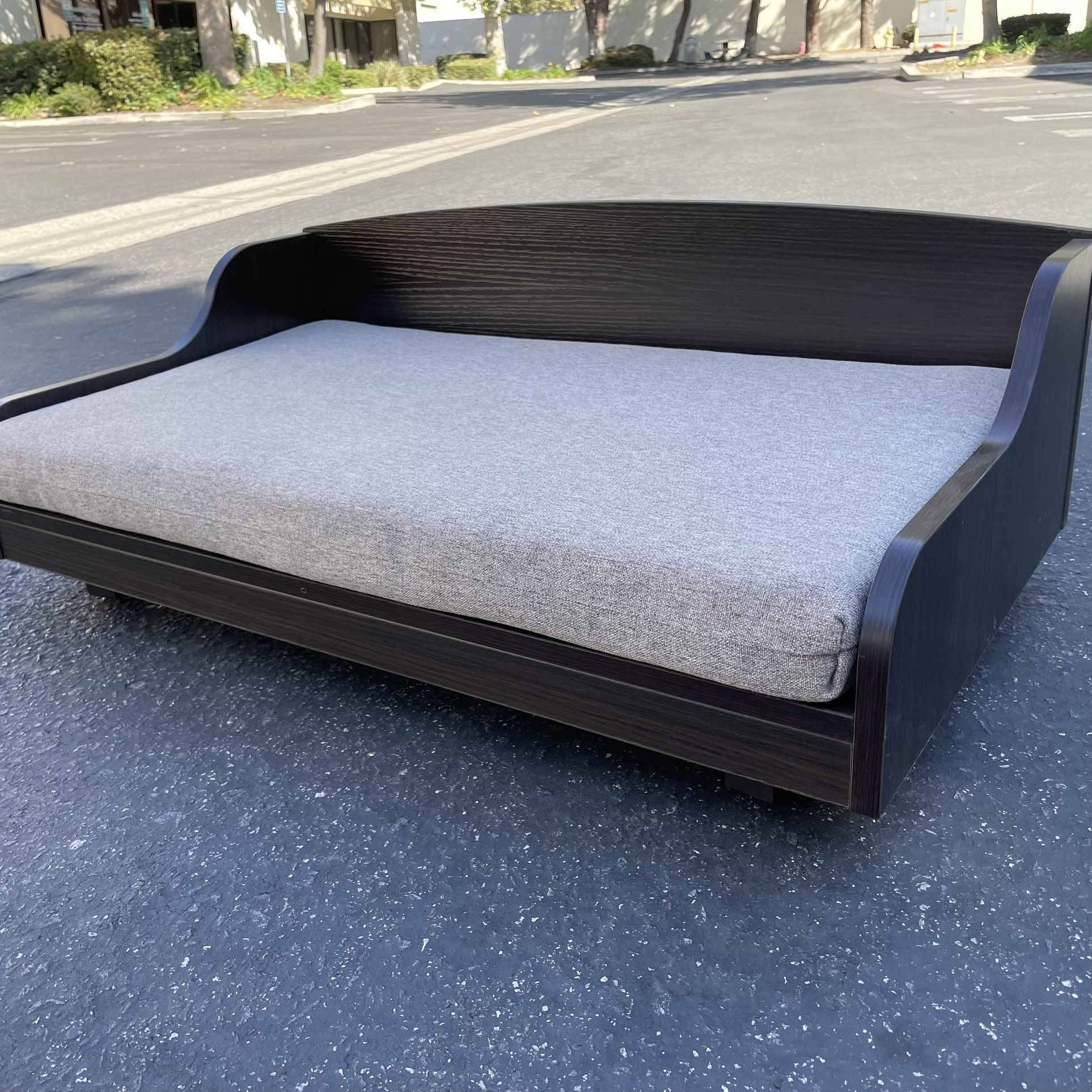Raised Wood Frame Pet Bed with Easy to Clean Mattress for Small Pets