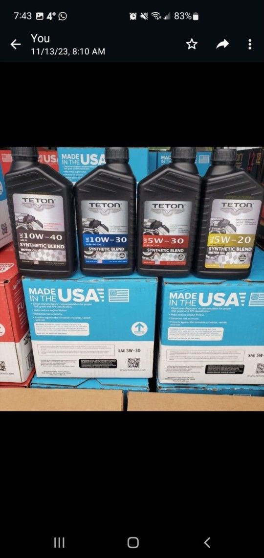 Special Price Motor Oil Case 12QT High Quality Available