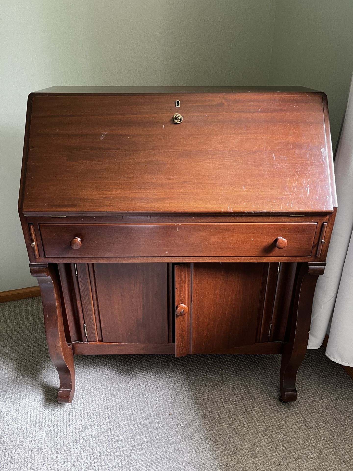 Antique Fall-Front Desk With Chair