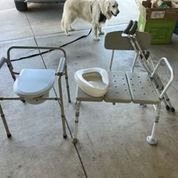 Bath Tub/ Shower Bench Crutches And Potty Chair 