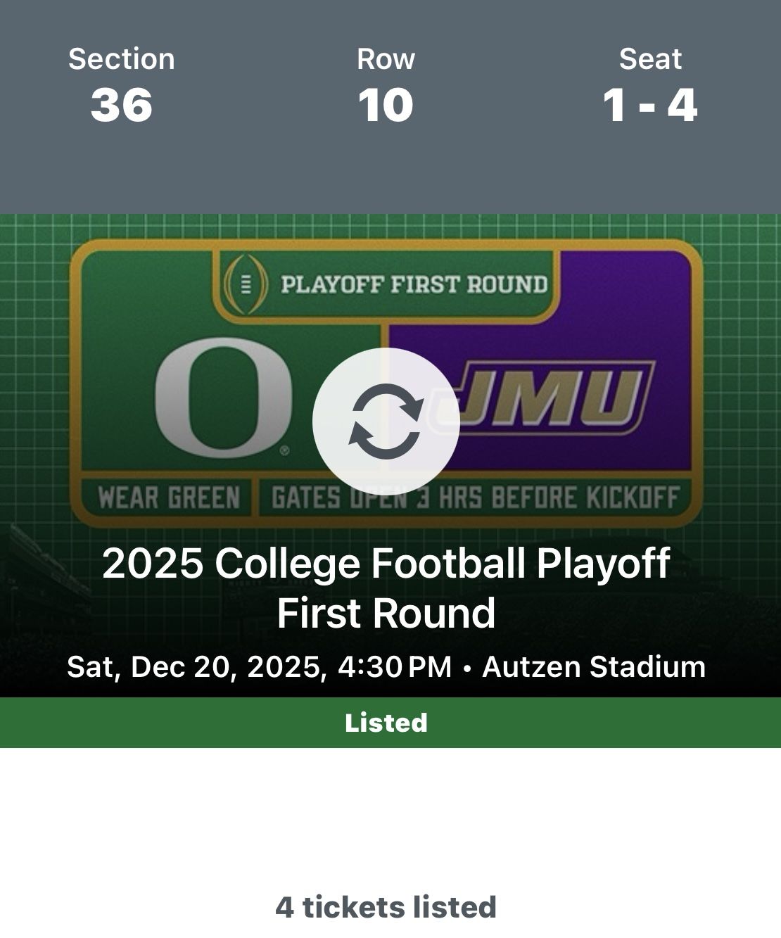 Oregon Ducks Playoff Tickets