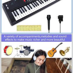 61 key keyboard piano，electric keyboard piano with Built-In Speaker Microphone, Sheet Music Stand and Power Supply, Portable Electronic Keyboard Piano