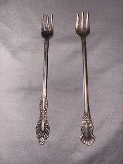 Antique Silver plated olive/fruit forks