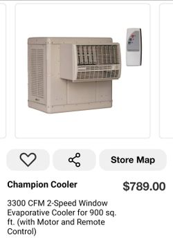 Champion Cooler
3300 CFM 2-Speed Window Evaporative Cooler for 900 sq. ft. (with Motor and Remote Control)