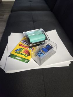 Colored Pencils And Paper With Toy Truck