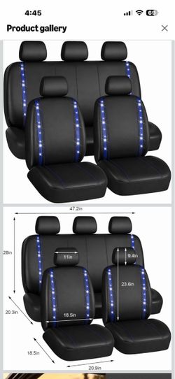 9 PCS Bling Diamond Car Seat Covers Full Set, Shining Rhinestone Front & Rear Split Bench Vehicle Seat Protectors, Waterproof Glitter Striped 5-Seats 