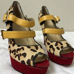 Christian Louboutin Black Leopard Heel Pump 39