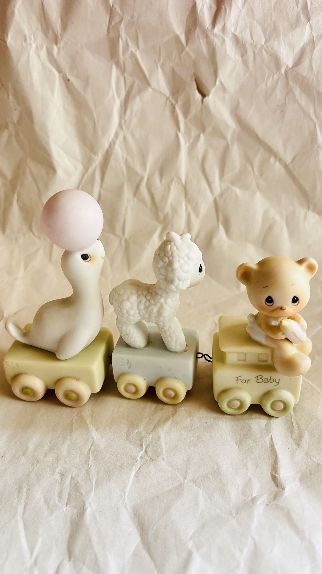 3 Precious Moment Happy Birthday Vintage Porcelain Collectable
