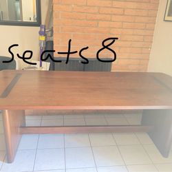 READ ENTIRE AD BEFORE MESSAGING - ~8ft long , Large wood Mahogany with Walnut Brown finish dining TABLE ONLY, seats 8. Dinning dinner kitchen mesa coc
