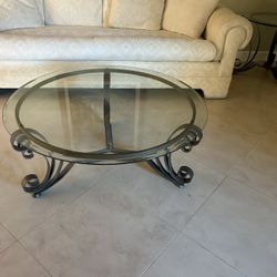 Glass and Iron Table Set 