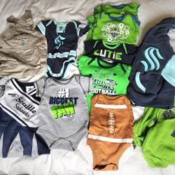 Seattle sports teams baby clothes lot (0-3mo through 2T)