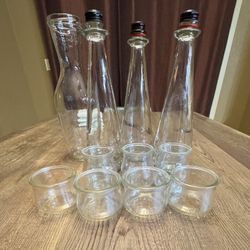 Clear Glass Champagne Bottles & Glass Yogurts 