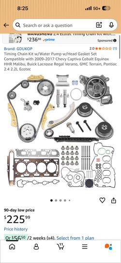 GDUKOP Timing Chain Kit yyWater Pump Head Gasket Set Chevy Buick GMC Pontiac 2.4L 2.2L Ecotec