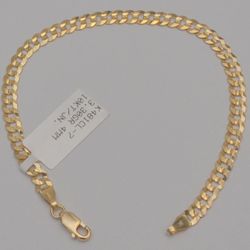 Gold chain 10k solid yellow cuban curb link bracelet 7.0 in 4.3 mm 3.3 grams
