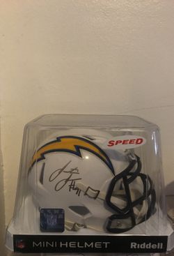 Justin Jones autographed mini helmet