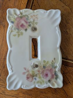 Vintage Porcelain Hand Painted Single Light Switch Plate Cover~Unbranded Mid Century