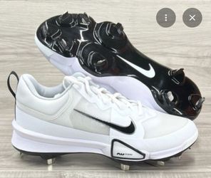 Mike Trouts 9s size 14 white w/ metal cleats.
