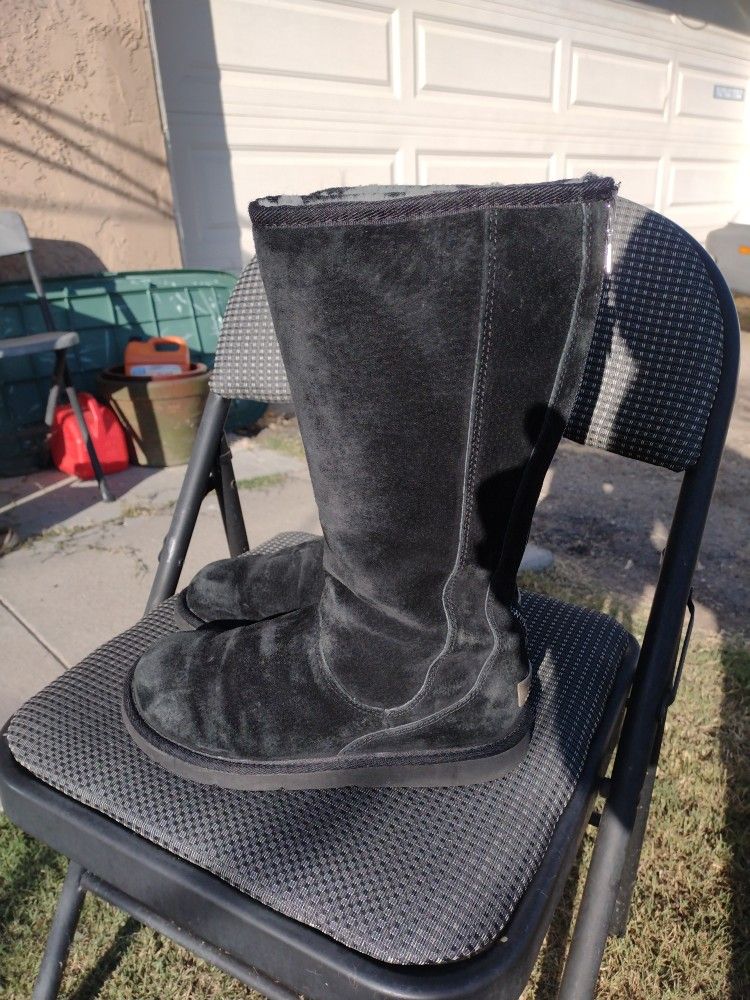 Ugg Australia 5119 Knightsbridge Tall Black Sheepskin Zippered Boots Women Size 8