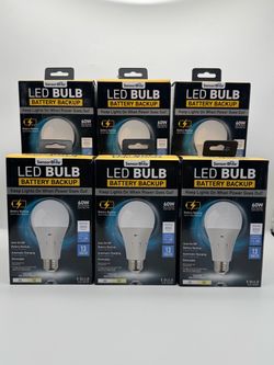 SensorBrite LED Bulb Battery Backup 60W – 6 Pack