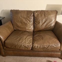 Brown Leather Loveseat 
