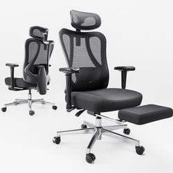 Hbada P3 Ergonnomic Office Chair with 2D Adjustable Lumbar Support, Office Chair with Adjustable Headrest and Armrest, 145° Stepless Tilt Function, Bl