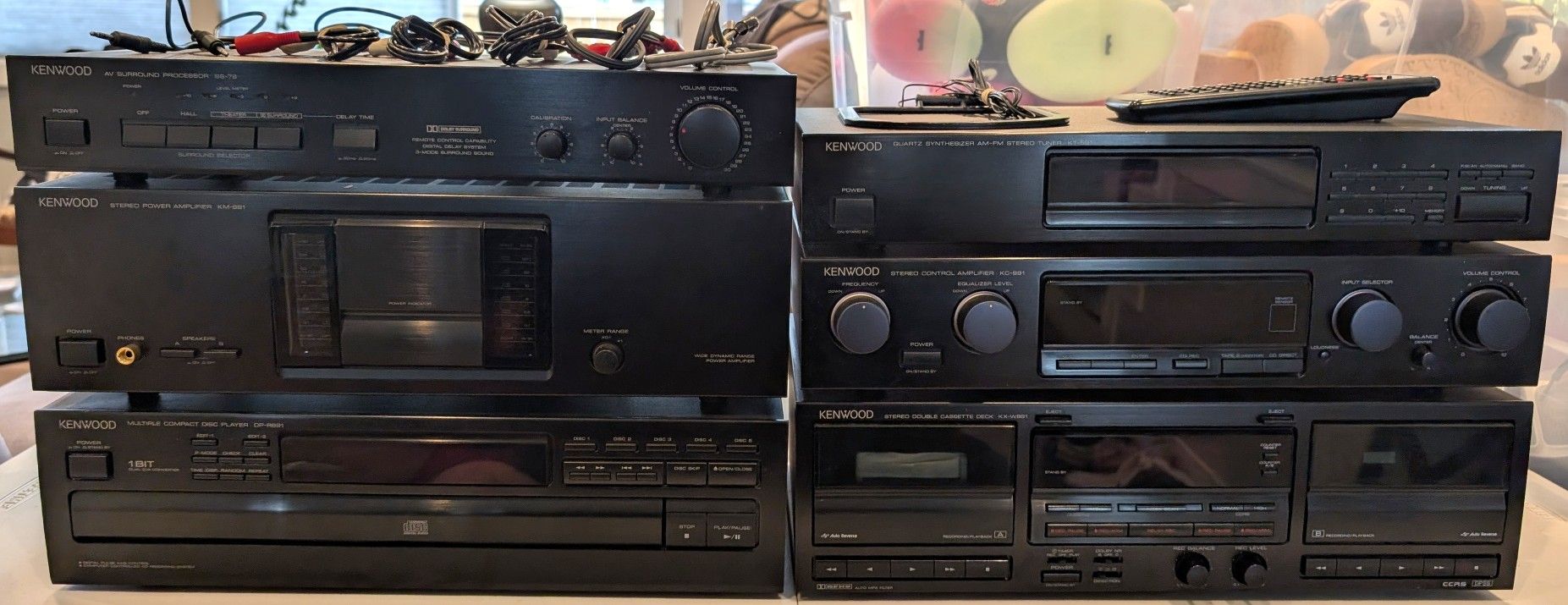 Vintage Kenwood 6-Piece Stereo Set - Receiver, Amplifier, CD, Cassette