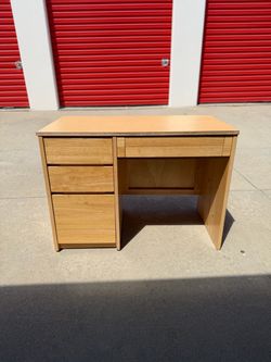 Wood Desk with Drawers