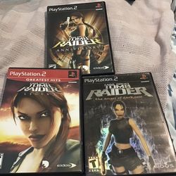 3 PS2 LARA CROFT TOMB RAIDER GAMES LOT. 