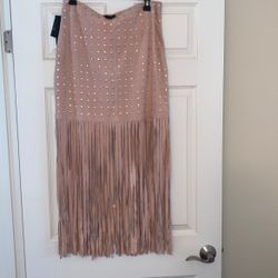 Brand new gorgeous Marciano Genuine suede fringe Skirt Size L