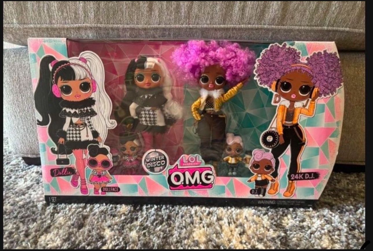 LOL Surprise OMG Winter Disco 2 Pack Exclusive with Dollie, 24K D.J, 35+ Multi-Color Surprises, 2 Fashion Dolls