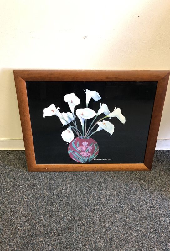 Floral Art in Wooden & Glass Frame