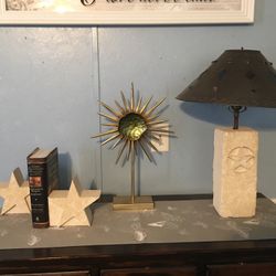 Lámpara Y Sostén De Libros De Piedra Súper Pesados