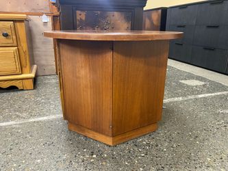 Dark Wood Coffee Table with Octagon Base w/ Storage